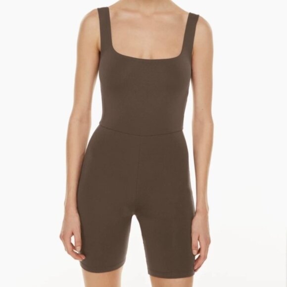 Aritzia Babaton Contour Squareneck Romper Chocolate Brown Size Small - Picture 2 of 6